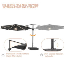 OROTLECT 11' Lighted Cantilever Umbrella with Base