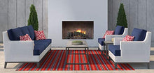 Tommy Hilfiger Hampton Modern White Mesh Outdoor Patio Furniture Collection Gunmetal Frame, Arm Chair, White & Navy