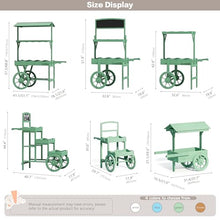 Wooden Flower Cart Display Stand with Wheels, Decorative Plant Bouquet Shelf with Canopy, Rolling Candy Cart for Store, Garden, Party Decor Brown D-L41.1" xW18.1 xH57.2