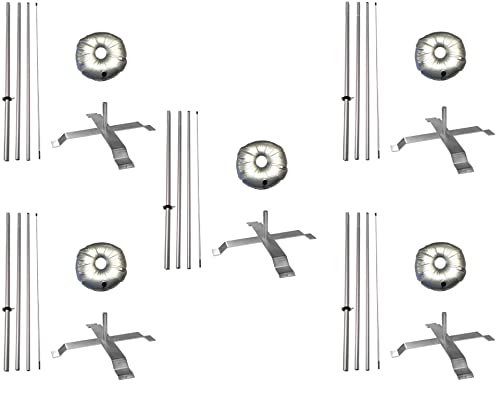 Global Advertising Solutions Feather Flag Telescoping fibreglass Hardware 14ft fibreglass Carbon Fibre Flexible Pole tip Kits with Cross-Base and Weight-Donut (Hardware Only) (Pack 5)