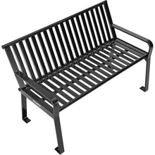 Global Industrial 4 ft. Outdoor Park Bench with Back, Vertical Steel Slats