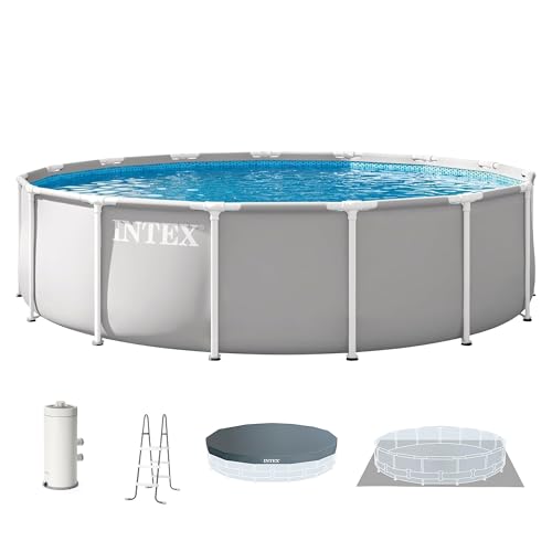 INTEX Prism Frame 15ft x 42in Round Above Ground Swimming Pool Set w/Pump