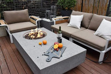 Elementi Metropolis Gas Fire Pit Cast Concrete Fire Table, Outdoor Fire Pit Electronic Ignition | Canvas Cover, Lava Rock Included | Free AMS Wind Guard | Light Gray (Natural Gas)