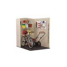 Rubbermaid Large Vertical Resin Outdoor Storage Shed With Floor (5 x 6 Ft), Weather Resistant, Brown, Organization for Home/Backyard/Garden Tools/Lawn Mower/Bike Storage/Pool Supplies