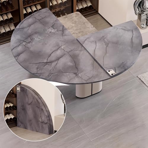 Innovz Round Table Tops Dark Gray Marble Finish, Wood Folding Tabletop Without Legs, Modern Circular Desk Top Only for Family Dinner, Party, Commercial Catering(190cm(75inch))