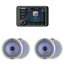 KICKER Marine Gauge-Style Source with (2 Pair) 6.5" Thin-Mount LED Speakers Bundle
