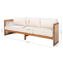Christopher Knight Home Ayla 7-Seater Patio Furniture Set with Coffee Table, Set of 4 Outdoor Swivel Accent Chair and Sofa Set, 6 Piece Outdoor Acacia Wood Conversation Set with Cushion, Teak+Beige