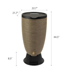 Newport 50‑Gallon Flat‑Back Rain Barrel with Stand & Planter Bundle – Sandstone | Removable Lid, UV-Stabilized Outdoor Water Storage