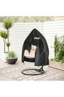 Garden Swing Cover, Rattan Hammock Chair Protector, water-resistant 420D Polyester Fabric, Fits Most Egg Chairs, Black, 74.8 x 45.3 inches - 230-200-Siyah
