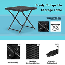 GGGUOJINN 3-Piece Outdoor Terrace Furniture Set 2 Folding Bed 1 Folding Coffee Table Black PE Cane Iron e 4 Lines