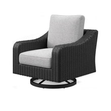 Signature Design by Ashley Beachcroft Casual Outdoor Weather Resistant Rust Free Swivel Lounge Chair with Removable Cushion, Light Gray & Black
