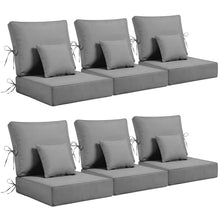 24 x 24 x 6 inch Outdoor Chair Cushions Set of 6, Patio Chair Cushions with Removable Cover and Straps, Fade & Water Resistant Outdoor Cushions for Patio Furniture, Fit Couch, Sofa, Wicker Chair, Gray