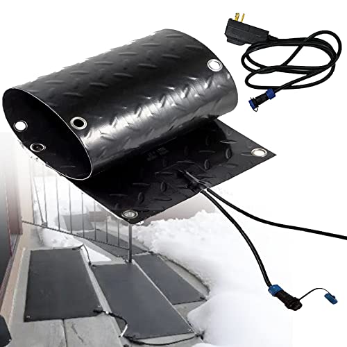Snow Melting Mat for Stairs, Non-Slip Home Residential Heated Walkway Mat, PVC Heated Mat W/5ft Power Cord, Melts 2 in o of Snow Per Hour, Ideal Winter Outdoor Snow Mat,10 * 48in(25.4 * 121.9cm)