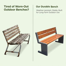 HAIFENGT 2-3 Person Metal Outside Bench with Backrest
