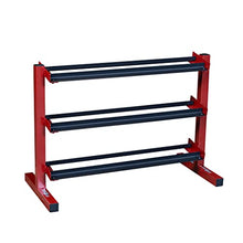 Body-Solid 5-50 lb. Rubber Dumbbell Set with Rack & Vinyl Mat Red