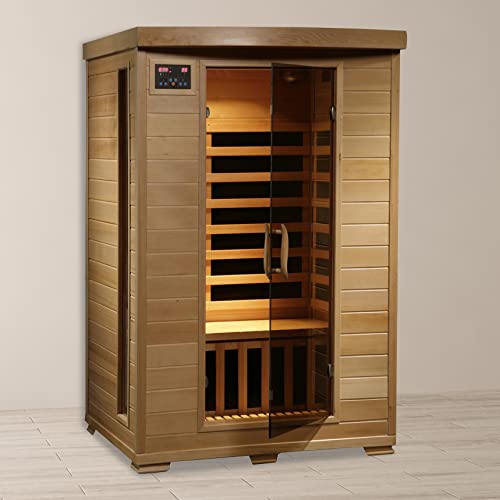 Blue Wave HEATWAVE Radiant Saunas 2-Person Hemlock Infrared Sauna Brown