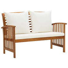 HKQWPBF Solid Acacia Wood Outdoor Lounge Set with Cushions, 5 Piece Patio Furniture Set with Coffee Table and Curved Backrests