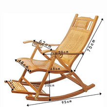 JKSVTF Adult Siesta Rocking Chair Adjustable Rocking Chair,Nordic Balcony Leisure Folding Bamboo Chair,Home Lunch Break Lounge Chair,Comfortable Relax Rocking Chair with Armrest an