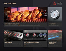 Mont Alpi Premium 82"W x 23"D Stainless Steel Modular Outdoor Kitchen Island with Infrared Side and Rear Burners + 32"W 4-Burner BBQ Gas Grill + White Granite Countertops + Storage Cabinets + Drawers
