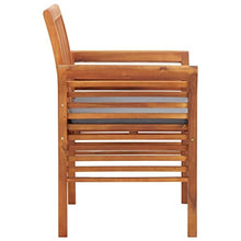 LPERTGFHU 8 Piece Patio Dining Chairs Set with Dark Gray Cushions, Solid Acacia Wood Outdoor Garden Furniture for Backyard, Deck, and Porch