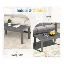 Seeheool Outdoor Coffee Table with Metal Frame for Patio Backyard Garden Pool Porch Lawn 43" x 24" x 16" Gray