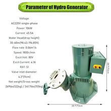 Yokoma Oblique Impact Hydro Generator Hydroelectric Generator Set Excitation Hydraulic Generate Machine Excitation Water Pelton Turbine 10kw Automatic Regulated Generate Machine, AC220V Single-Phase
