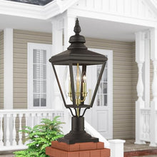 Livex Lighting 27375-01 Adams - 3 Light Large Outdoor Post Top Lantern in Traditional Style-26.75 Inches Tall and 10.63 Inches Wide, Finish Color: Antique Brass/Brushed Nickel