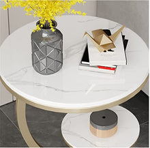 POLGDW Rock Slab Side Table Fashion Round Living Room Small Coffee Table Balcony Small Round Table Sofa Coffee Table Corner Table(Svart,60 * 45cm)