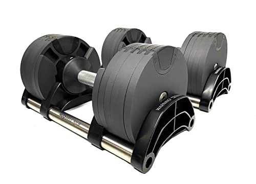 Bolt Fitness Supply NUOBELL Adjustable Dumbbell Pair Black Silver | 5-50LB, Multiple Weight Levels, One-Hand | Strength Training Equipment