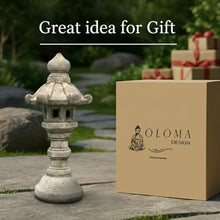 OLOMA Concrete Japanese Pagoda Lantern Garden Statue Outdoor Sculpture Cement Zen Lantern Figurine Patio Decor Yard Ornament Lawn Accent Landscape Lantern lover gift