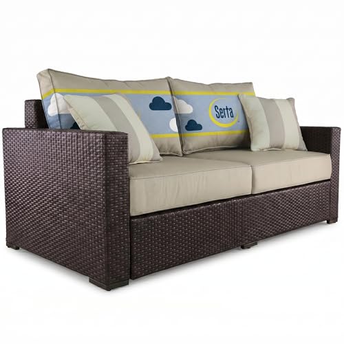 Serta Laguna Resin Outdoor Patio Furniture Collection, Sofa, Brown Wicker