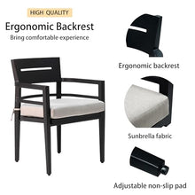 Outdoor Patio K/D Aluminum Stationary Chairs 4PCS with Outdoor-Grade Fabric Cushions, Tapered Feet, Black