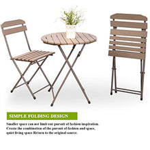 JIQHOHX 2/3 PCS Patio Folding Furniture Set, Sofa Coffee Table, Steel Frame Garden Table, Plastic Wood Slats Chair, Outdoor Table for Porch, Backyar