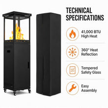 41000 BTU Propane Patio Heater with Stainless Steel & Glass