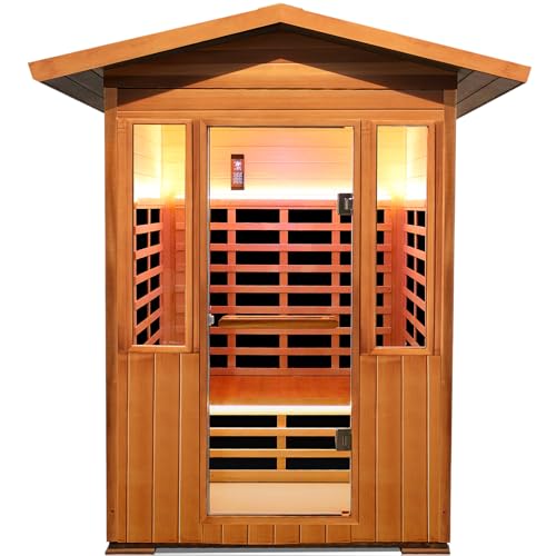 RIGO Outdoor 2-Person Infrared Sauna Red Cedar Hemlock 1800W