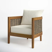 Merax 5-Piece Outdoor Acacia Wood Wicker Conversation Set Beige