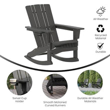 Flash Furniture Halifax Adirondack Rocking Chairs with Cup Holder, Weather Resistant Poly Resin Adirondack Rocking Chairs, Set of 2, Gray