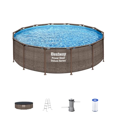 Bestway Power Steel 14’ x 42” Above Ground Swimming Pool Set with Pump