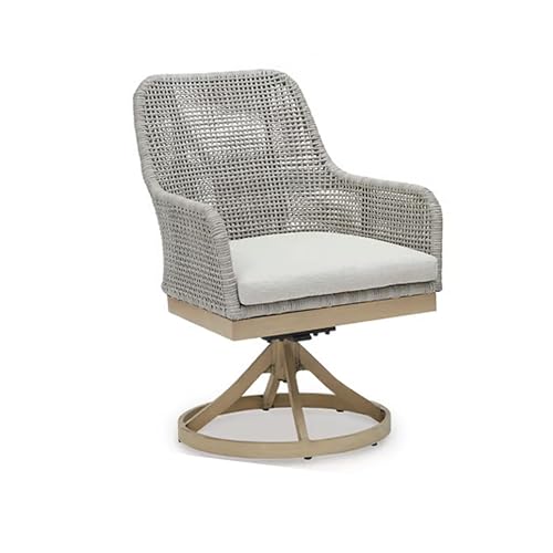 Benzara Yami Outdoor Swivel Chair Set of 2, Gray Resin Wicker, Nuvella Seats