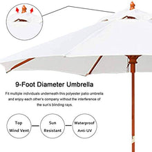 3WWWQMAA8 White Rainproof Garden Patio Umbrella Parasol for Beach Seaside, Portable Outdoor Round Market Umbrella with Pull Rope, 2.7M/9FT