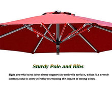 USZWBY Red Garden Parasol with Hand-Crank Lift & Tilt,Outdoor Sun Shade Umbrella for Beach/Pool/Patio/Coffee,2.7m
