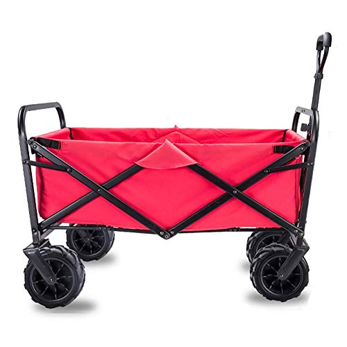 5sssallefaa Foldable Beach Cart Portable Garden Trolley 90kg Capacity Red