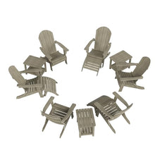 WestinTrends Tuscany 6 Person Folding Adirondack Seashell with Side Table and Folding Ottoman, Weathered Gray
