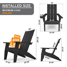 MXIMU Modern Adirondack Chairs Set of 4 Weather Resistant Oversized Plastic Outdoor Fire Pit Seating Black