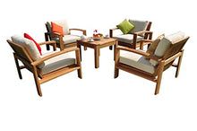WholesaleTeak Madras 5 Pc Lounge Chair Set: 4 Lounge Chairs & Coffee Table with Sunbrella Cushions in Fabric #5404 Canvas Natural #12MD5