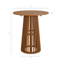 Modway Lane 35 Inch Teak Wood Outdoor Bar Table for 2-3 in Natural – Slatted Round Patio Bistro Table with Pedestal Base for Patio, Balcony, Deck, Backyard, Terrace Or Sunroom