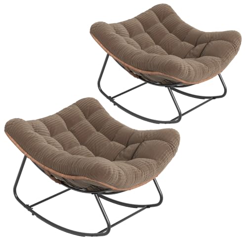 Garvee Outdoor Rocking Chair, Oversized Papasan Chair with Cushion