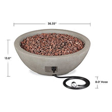Real Flame Riverside 36" Round Propane or Natural Gas Fire Pit, Stainless Steel Burners, Natural Gas Conversion Kit Included, 50,000 BTU, Push Button Ignition - Glacier Gray