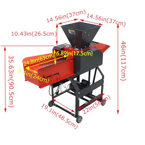 INTSUPERMAI Hay Cutter Pulverizer Grass Crusher 4-Blade Machine Red
