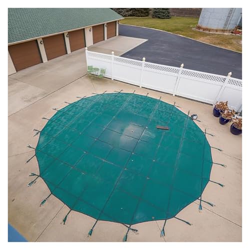 JYHHCYS 18ft/21ft/24ft/27ft/28ft/30 Foot Round Winter Pool Cover Heavy Duty, Green Mesh Winter Pool Protector with Hardware for Inground Pools, Waterproof & Tear-Resistant(35ft/10.7m)